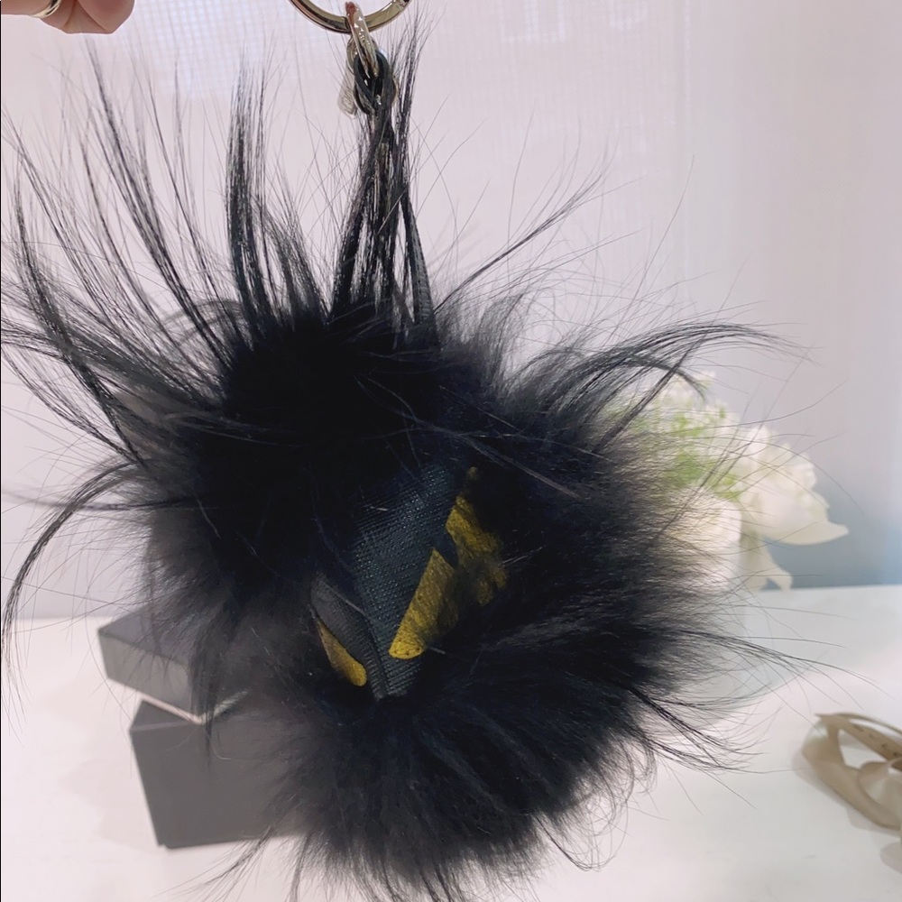 Fendi Black Chain Bag Fusto Fur Bug Monster Key
